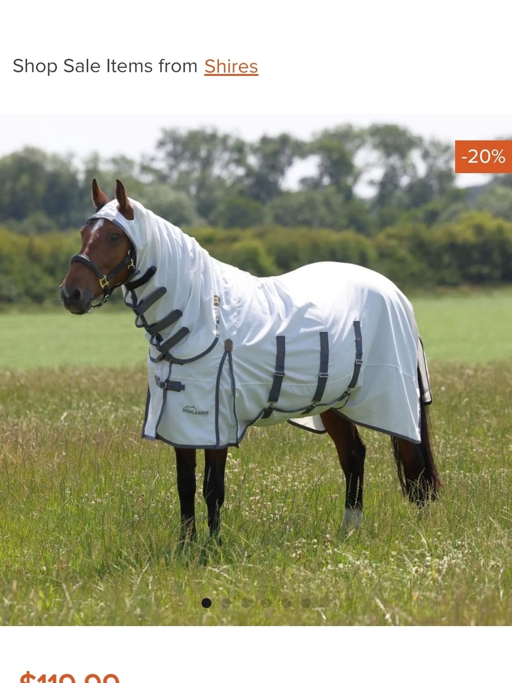 White Full Coverage Horse Fly Sheet Attached neck 78